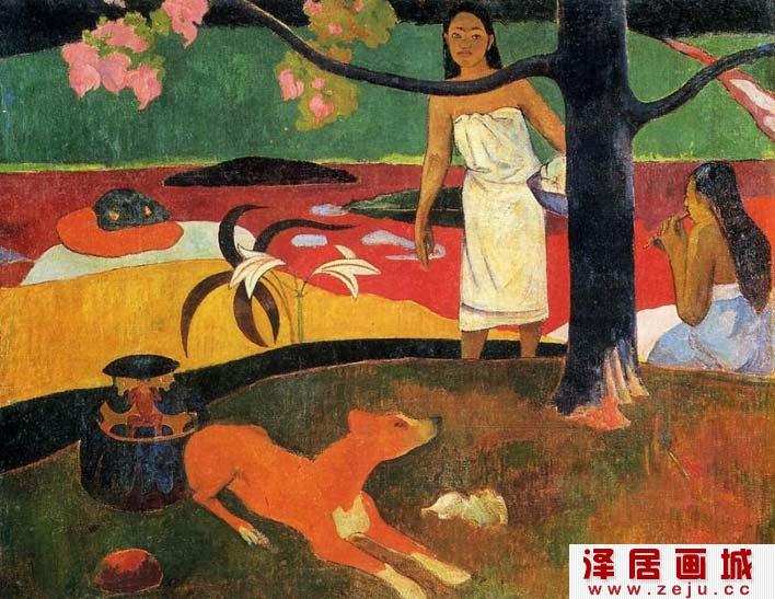 高更《塔希提岛的牧歌》_高更塔希提人物风景画系列