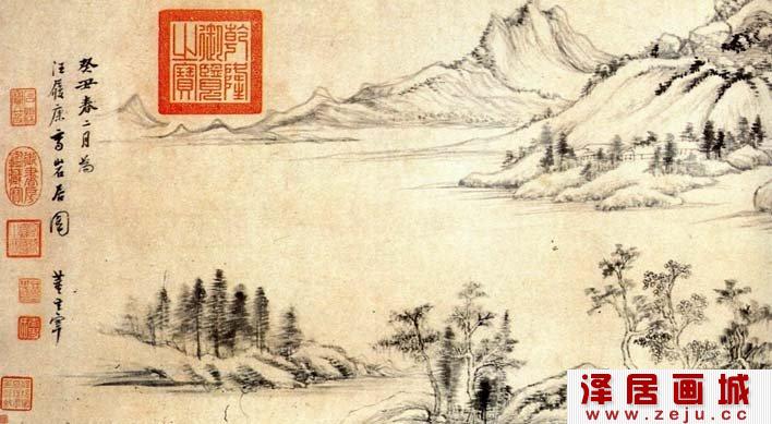 董其昌《岩居图》明代传世山水名画岩居图高清大图