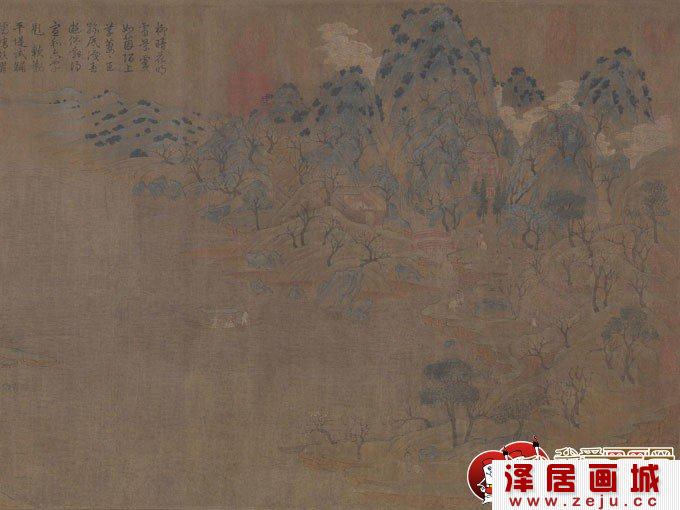 隋朝展子虔山水画《游春图》局部高清图（1）