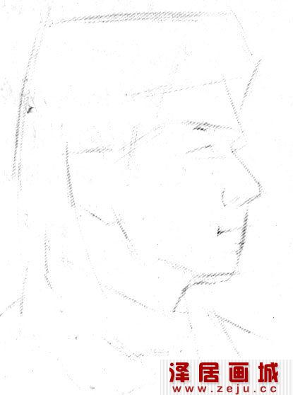 男青年侧面头像素描轮廓
