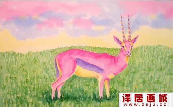 儿童水粉画鹿