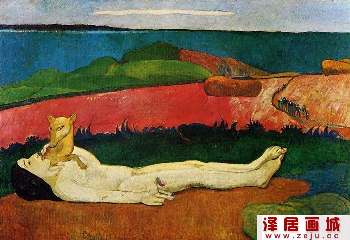 高更《失去童贞》，油画风景，人体艺术，抽象画