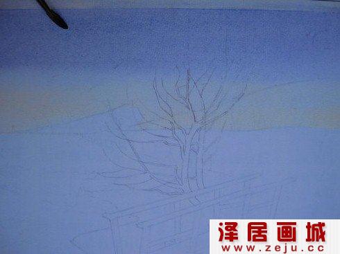 雪景水彩画教程步骤详解