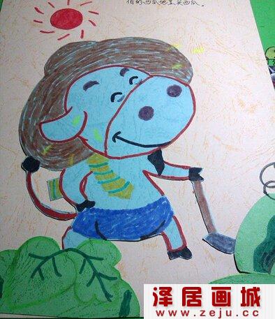 儿童绘本卡通画：牛