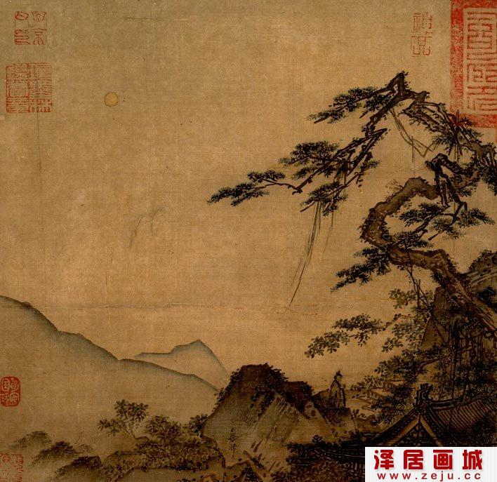 马麟《长松山水图》_传马麟所绘古松楼阁山水图册高清大图赏析