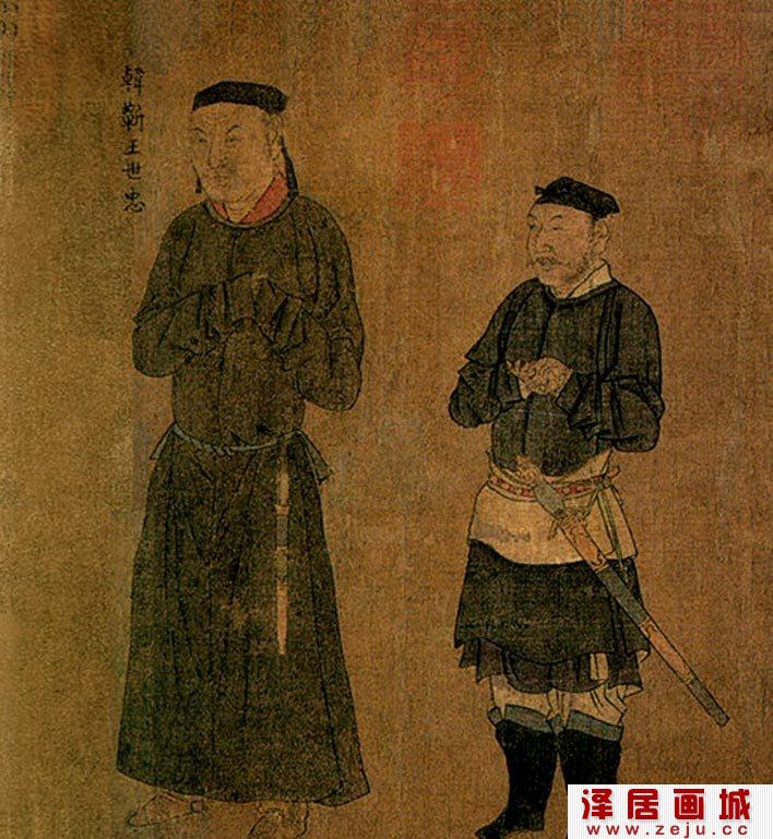 刘松年《中兴四将图》局部高清大图之韩世忠