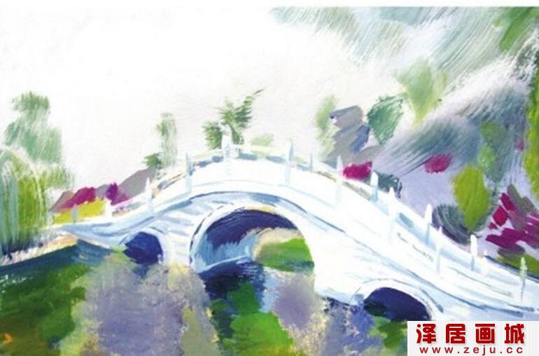 水粉画桥的画法