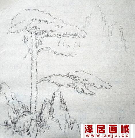 迎客松绘画教程