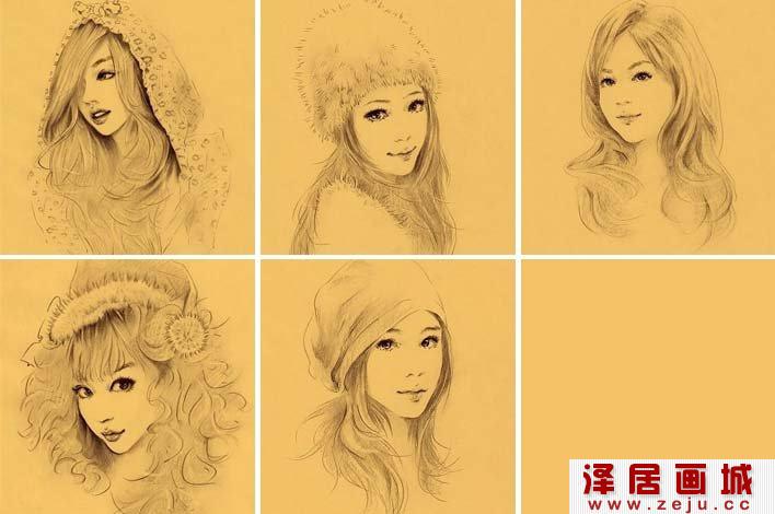 美女手绘素描头像，铅笔手绘漂亮的女生头像
