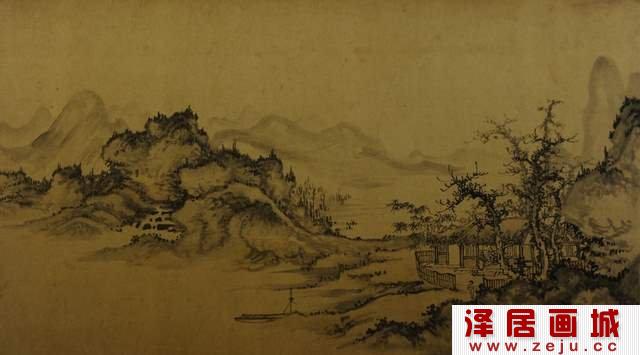 王渊水墨画《良常草堂图》