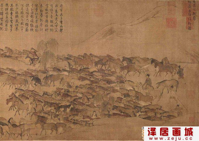 李公麟《临韦偃牧放图》国画长卷局部