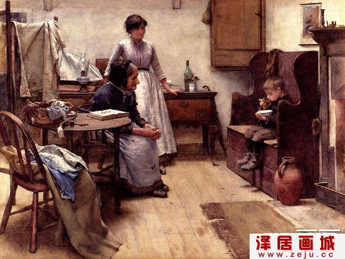 《温馨》著名英国画家朗雷水彩画作品欣赏