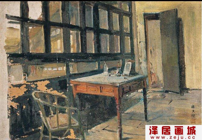 中国油画家颜文梁作品画室