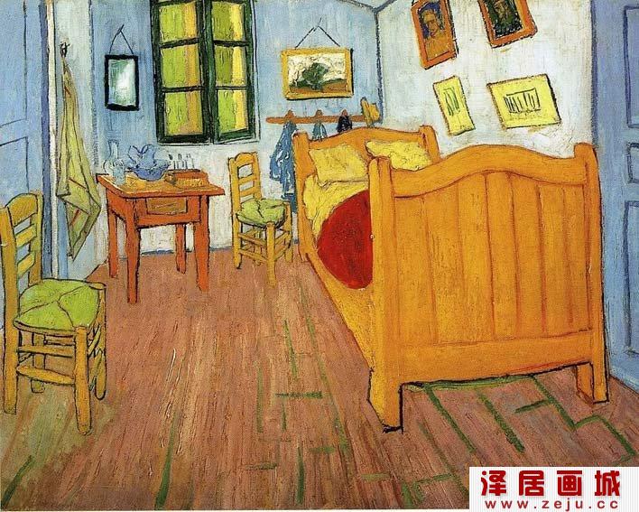 梵高《阿尔勒的卧室》_梵高在黄房子的孤独生活住所油画作品