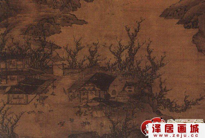 关仝山水画作品《关山行旅图》局部大图欣赏