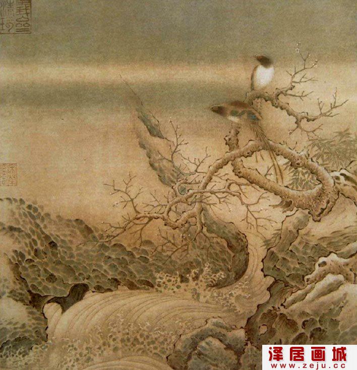 《霜柯竹涧图》_宋代工笔山水花鸟画赏析