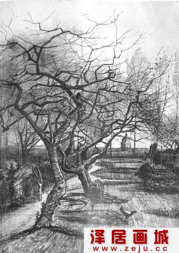 梵高风景素描作品欣赏