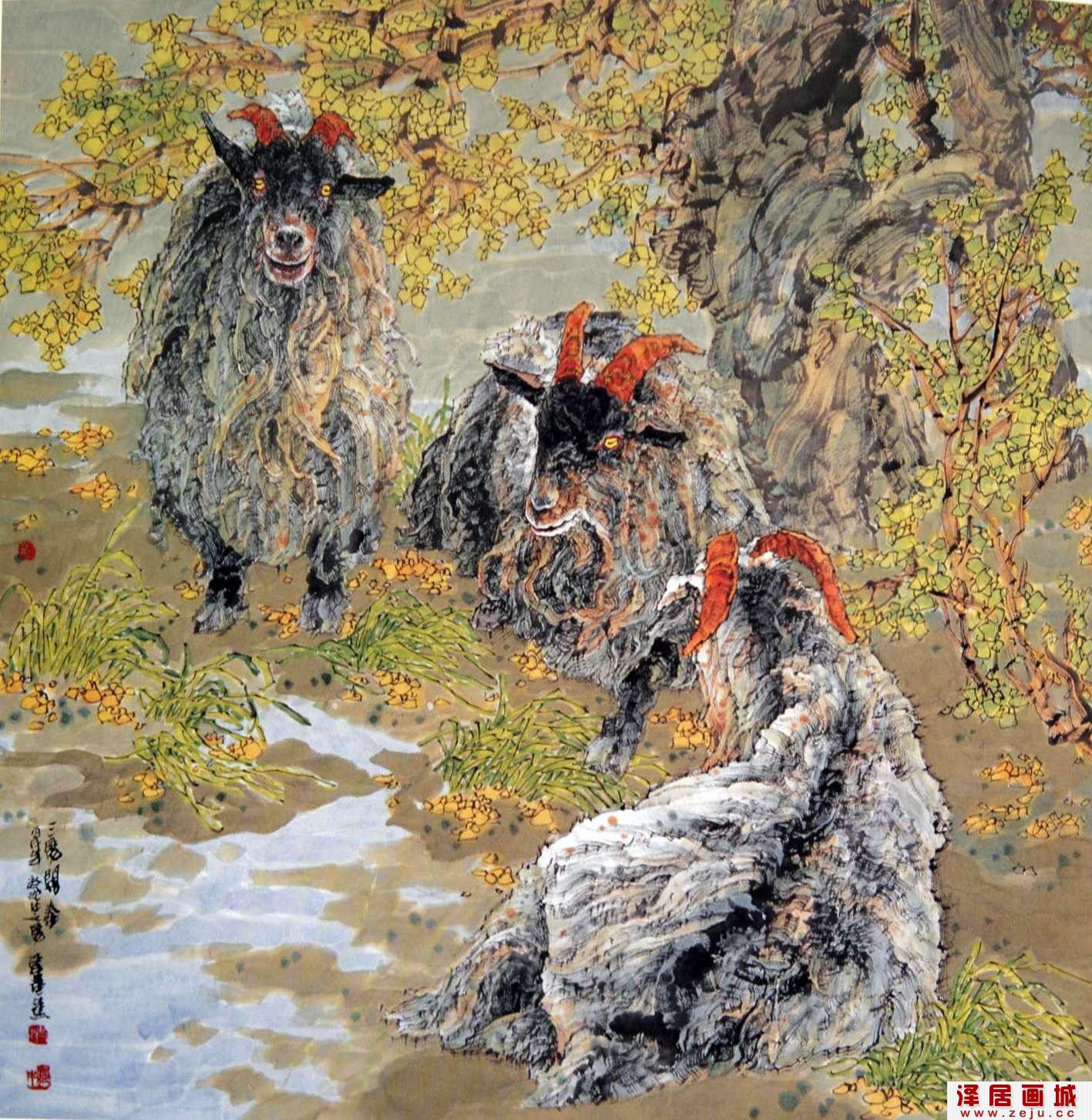 　李蒸蒸 三阳开泰 2006 68×68cm