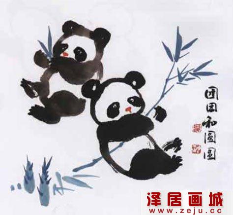 熊猫水墨画