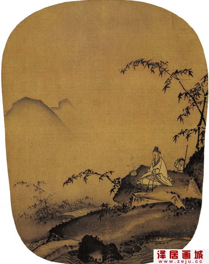 《竹涧焚香图》宋代马远 