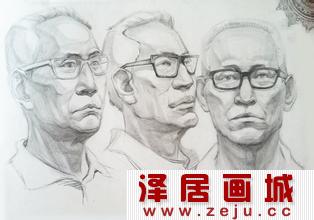 不同角度素描人物头像