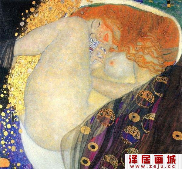 克林姆代表作油画《达娜厄》