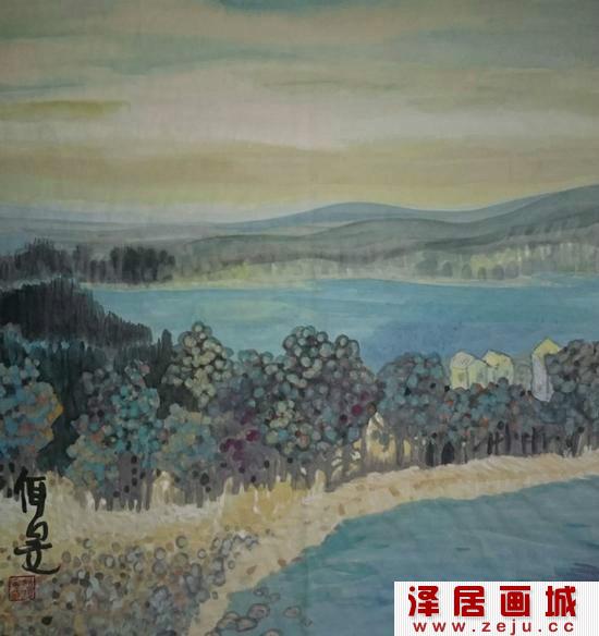 彩墨画《远方》