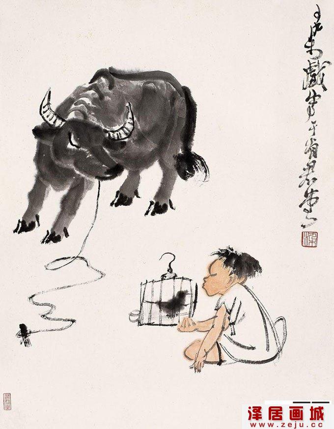 李可染的《牧牛图》-中国画赏析-水墨画