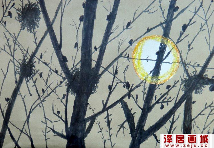 冬天里的小动物儿童画作品欣赏