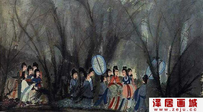 傅抱石1944年作《丽人行》第一段大图欣赏