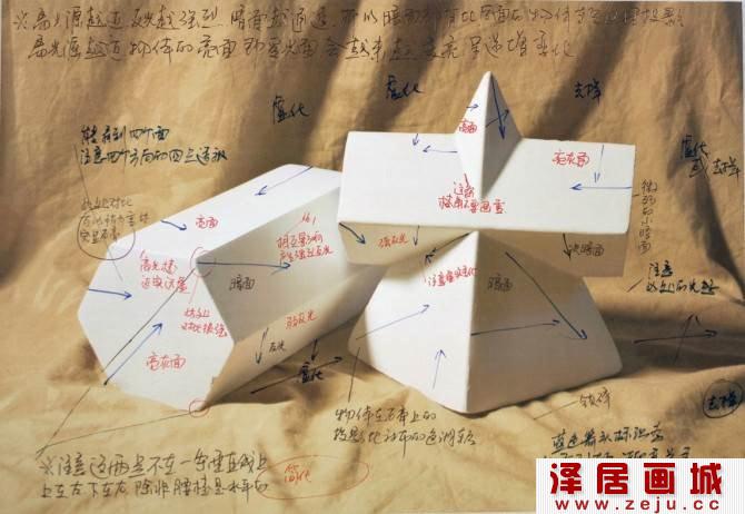 素描石膏几何体作画步骤