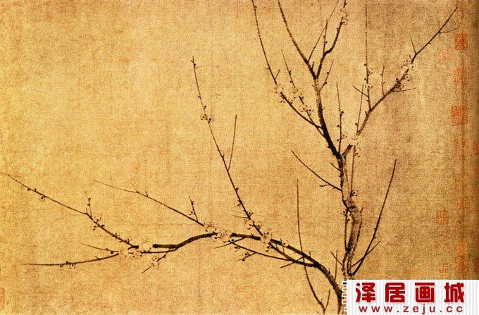 扬无咎《四梅花图卷》_水墨梅花图卷传世名画全卷赏析二