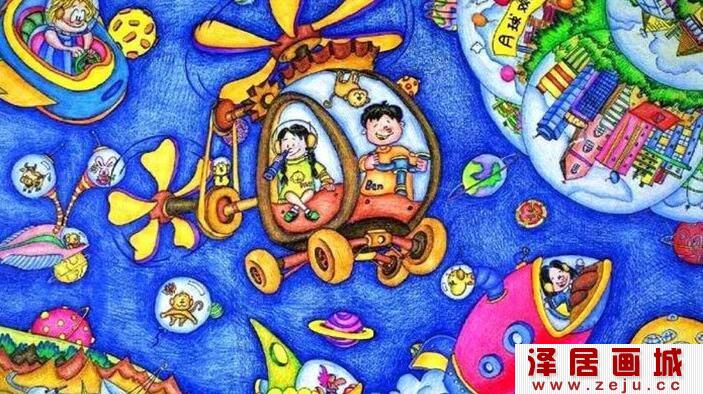我的航空梦儿童科幻画作品欣赏