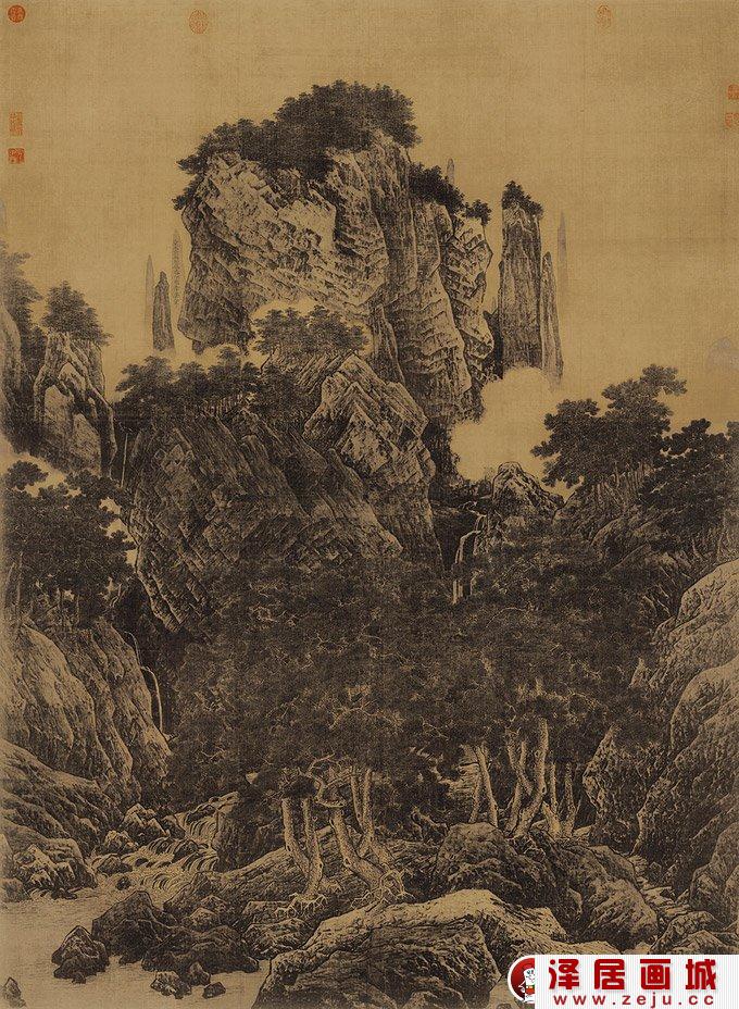 宋代李唐《万壑松风图》山水名画高清图