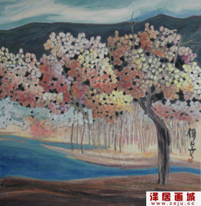 彩墨画《秋收时节》