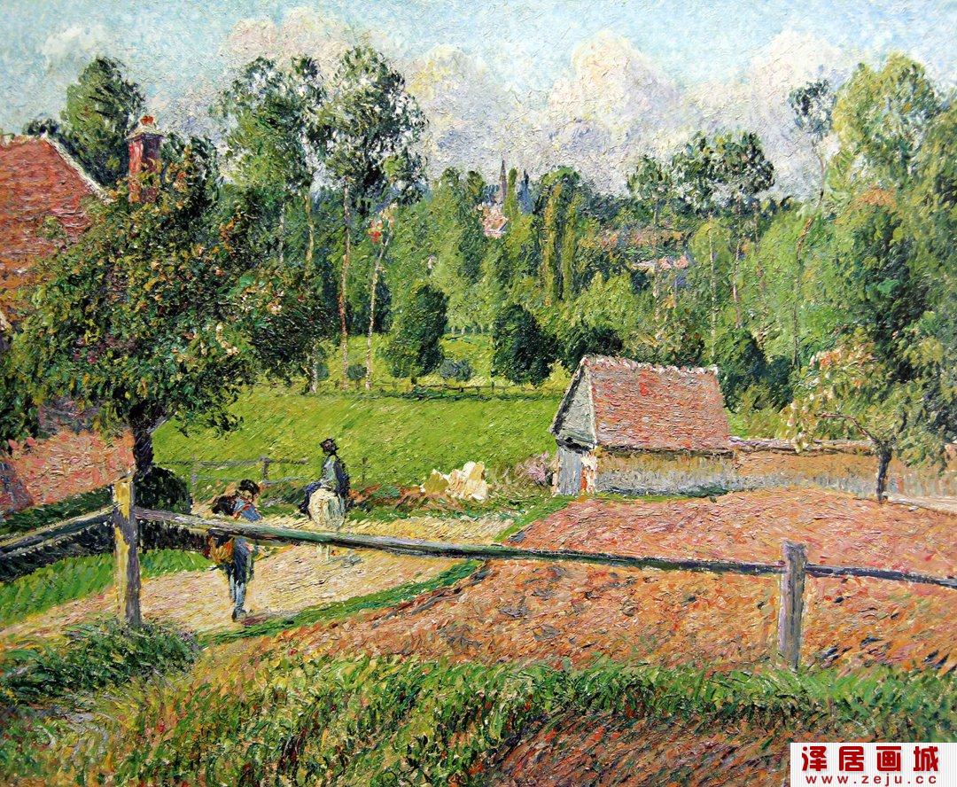  毕沙罗风景油画：窗景，哈各尼