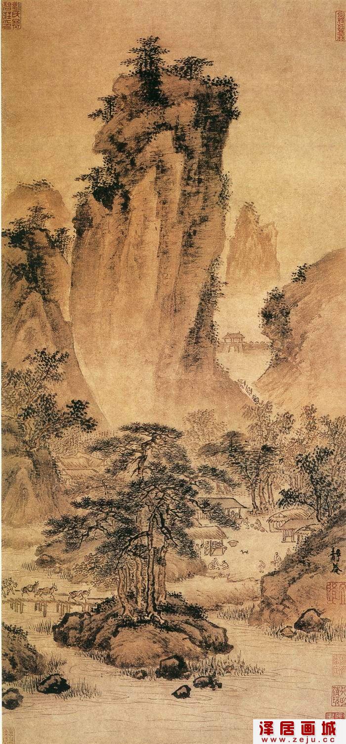 戴进山水画：关山行旅图