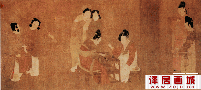《内人双陆图》周昉-唐代工笔人物画藏品