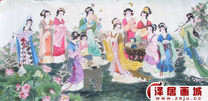 工笔画图片,仕女图