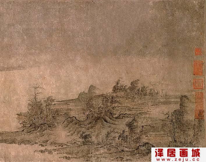 燕文贵《江山楼观图》第一段高清大图