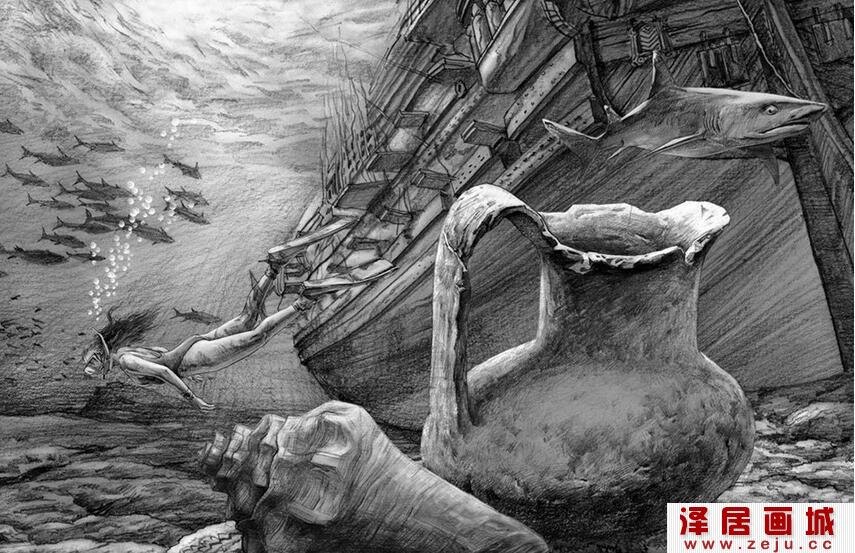 崔炳宪海底世界素描