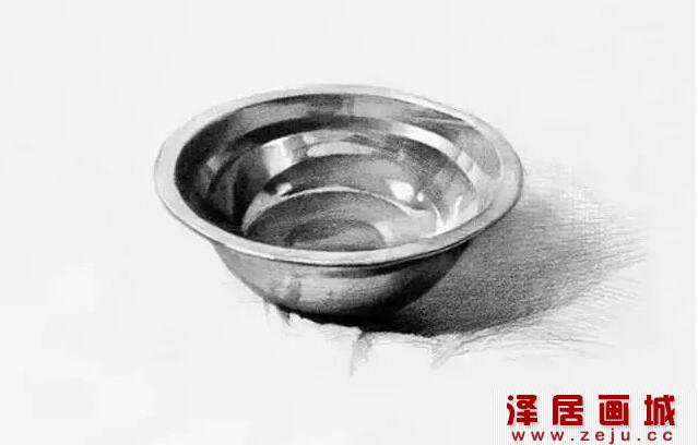 铝盆静物素描作品欣赏