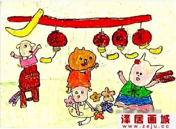 元旦节儿童画