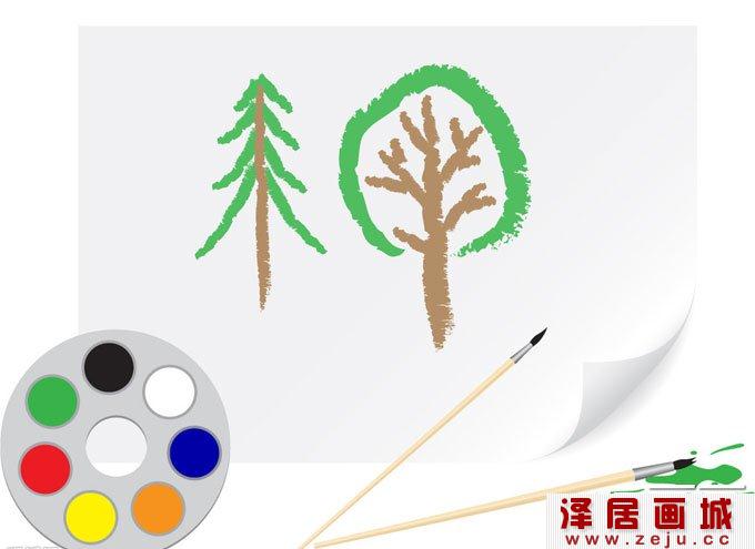 调色盘,画笔,画画图片两幅