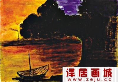 泰戈尔水彩风景画