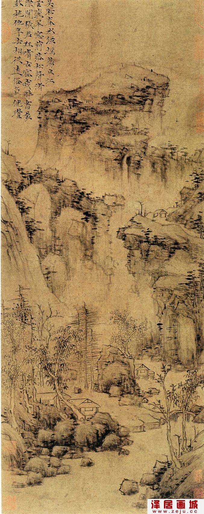 张中花鸟画：吴淞春水图轴