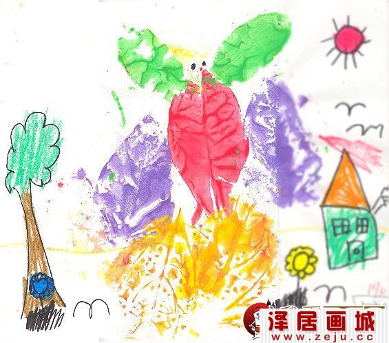 幼儿儿童树叶印画图片
