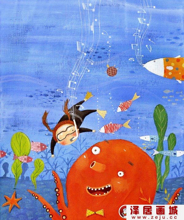 儿童插画欣赏:优秀儿童和动物卡通插画02