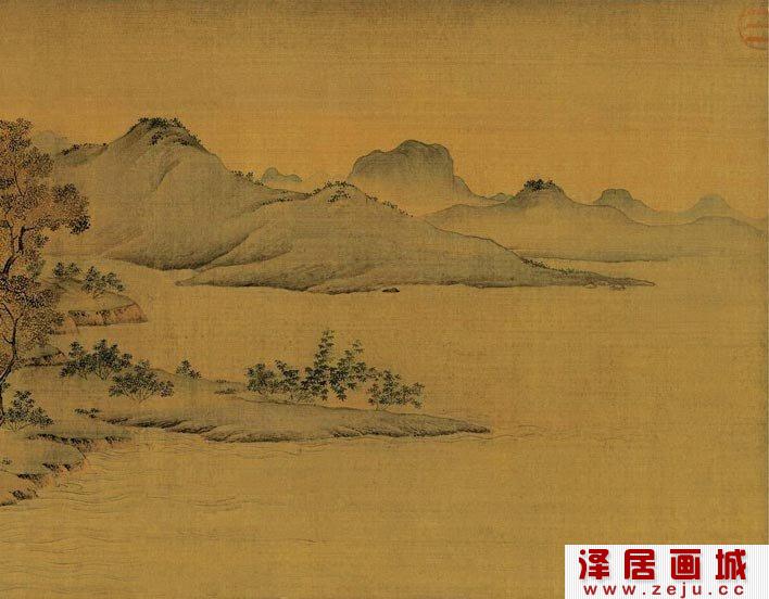宋代赵令穰人物山水画《陶潜赏菊图》局部高清大图