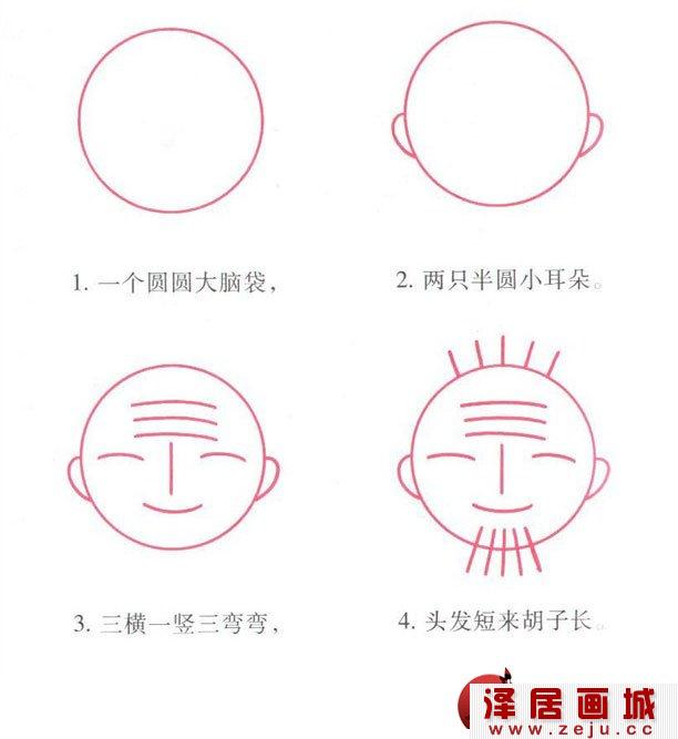 慈祥的老爷爷:简单易学的儿童画图文教程44个